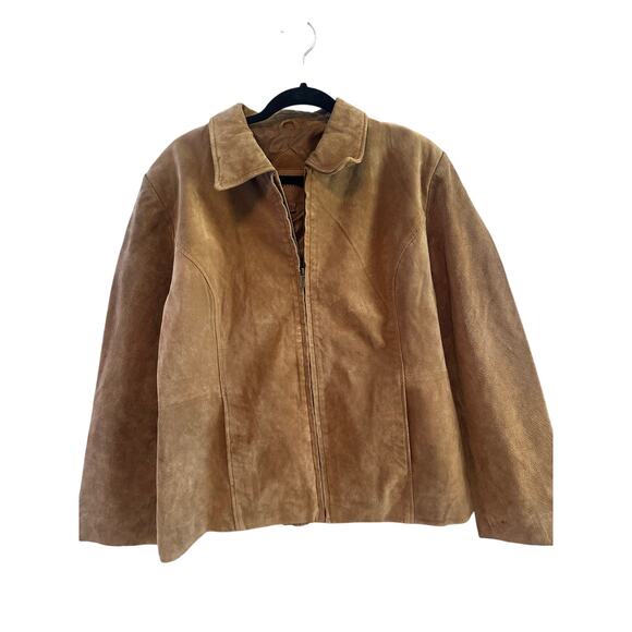 Relativity Brown Suede Jacket XL Genuine Leather Retro Modern Basic - Picture 1 of 6